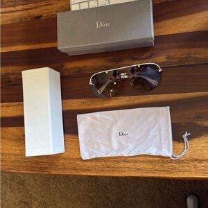 Dior Silver Shield Sunglasses with Dark Lenses
